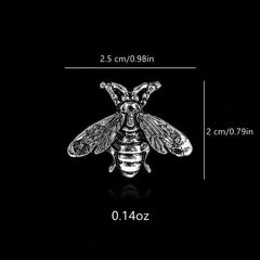 Bee Brooch Collar Pin Buckle Alloy Button Couple Shirt Suit Accessory Silver