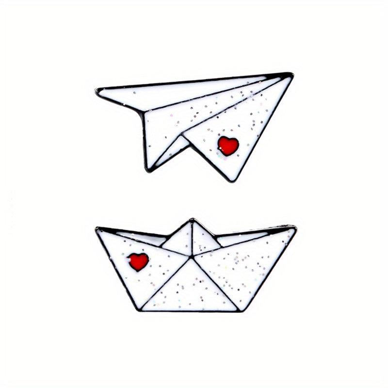 Airplane Boat Enamel Brooch Art Lapel Pin Jackets Hats Scarves Pants Pins