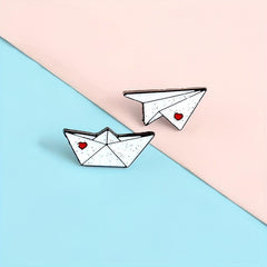 Airplane Boat Enamel Brooch Art Lapel Pin Jackets Hats Scarves Pants Pins