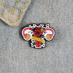 Red Flowers Uterus Brooch Creative Accessory