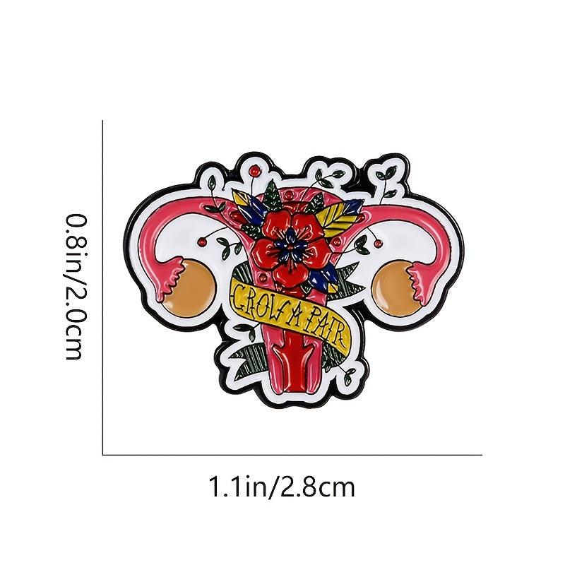 Red Flowers Uterus Brooch Creative Accessory