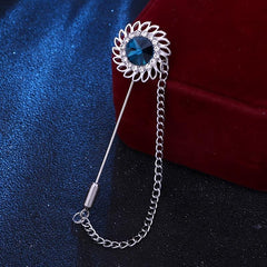 Men's Sunflower Long Brooch Pin Business Suit Jacket Accessories