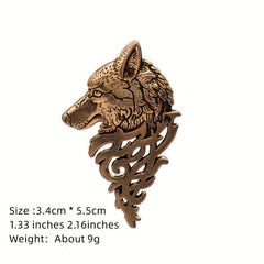 Retro Wolf Head Brooch Collar Pin for Men's Suit