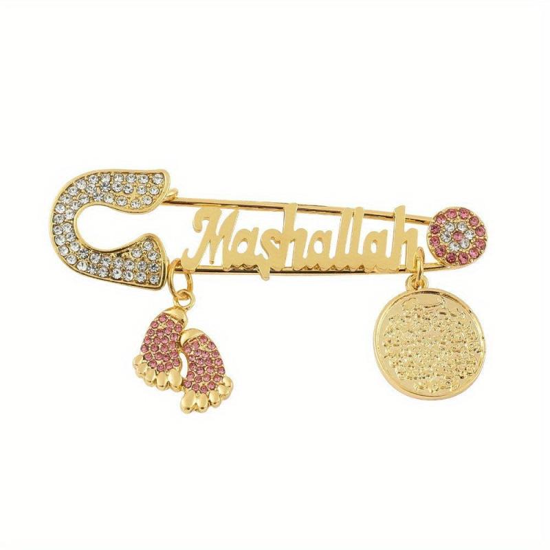 Faux Diamond Inlaid English Alphabet Brooch