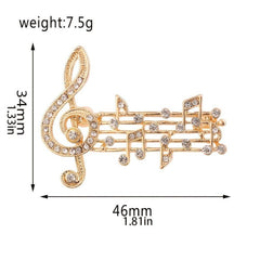 Musical Note Brooch with Artificial Diamonds
