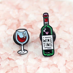 Cartoon Red Wine Bottle Wine Cup Jewelry Pin