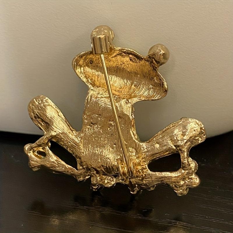 Colorful Enamel Frog Brooch Pin for Women Men with Rhinestone