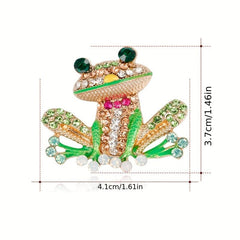 Colorful Enamel Frog Brooch Pin for Women Men with Rhinestone