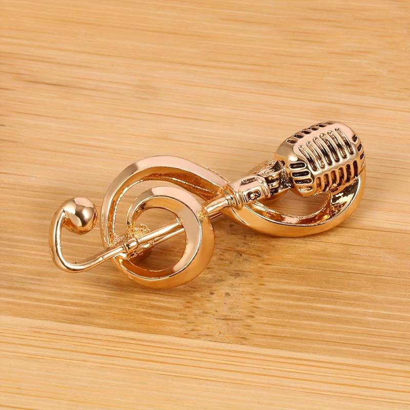 Microphone Music Brooch Pin