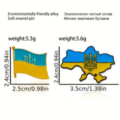 Ukraine Flag Map Print Brooch
