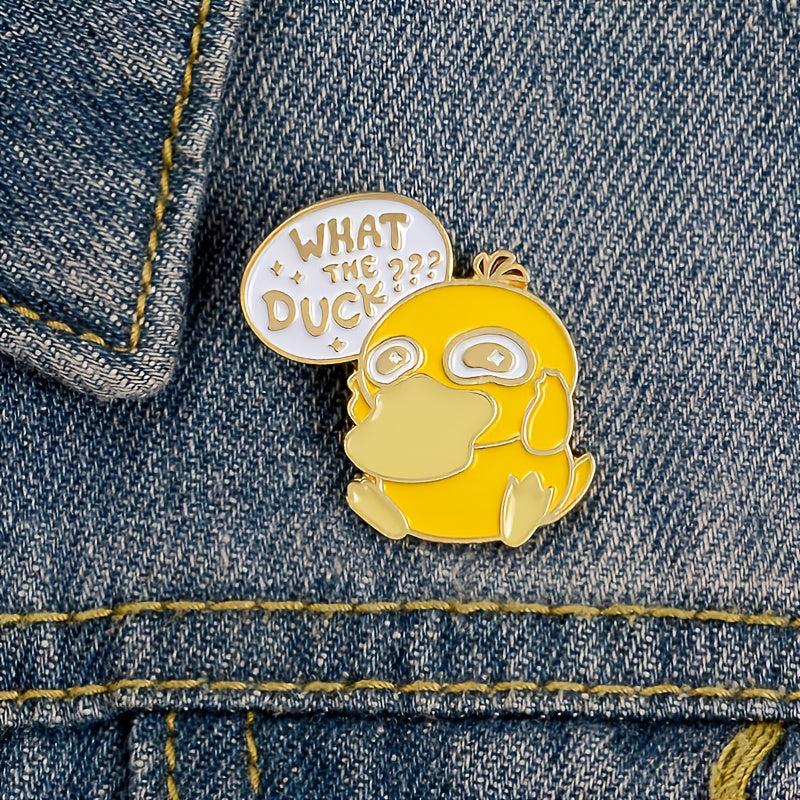 Yellow Duck 'What The Duck' Cartoon Enamel Pin Button