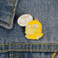 Yellow Duck 'What The Duck' Cartoon Enamel Pin Button
