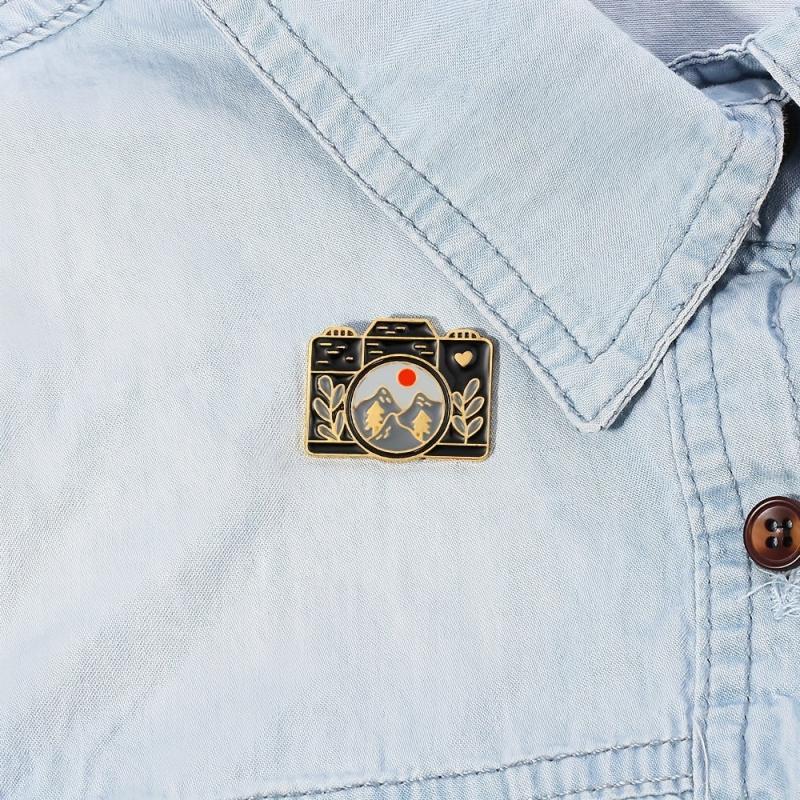 Camera Landscape Brooch Pin Nature Scene Photography Jewelry