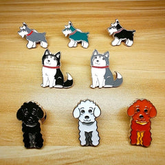 Colorful Schnauzer Husky Nobleman Dog Brooch Men