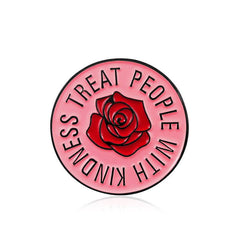 Round Pink Rose Flower Pin