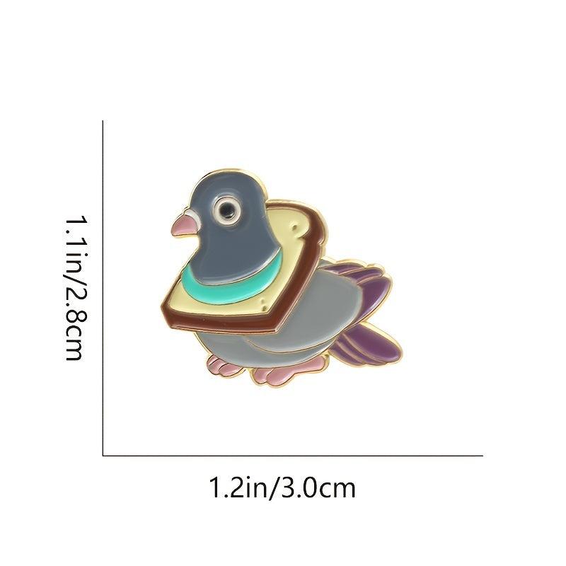 Grey Pigeon Brooch Toast Bread Design