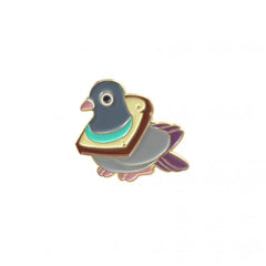 Grey Pigeon Brooch Toast Bread Design