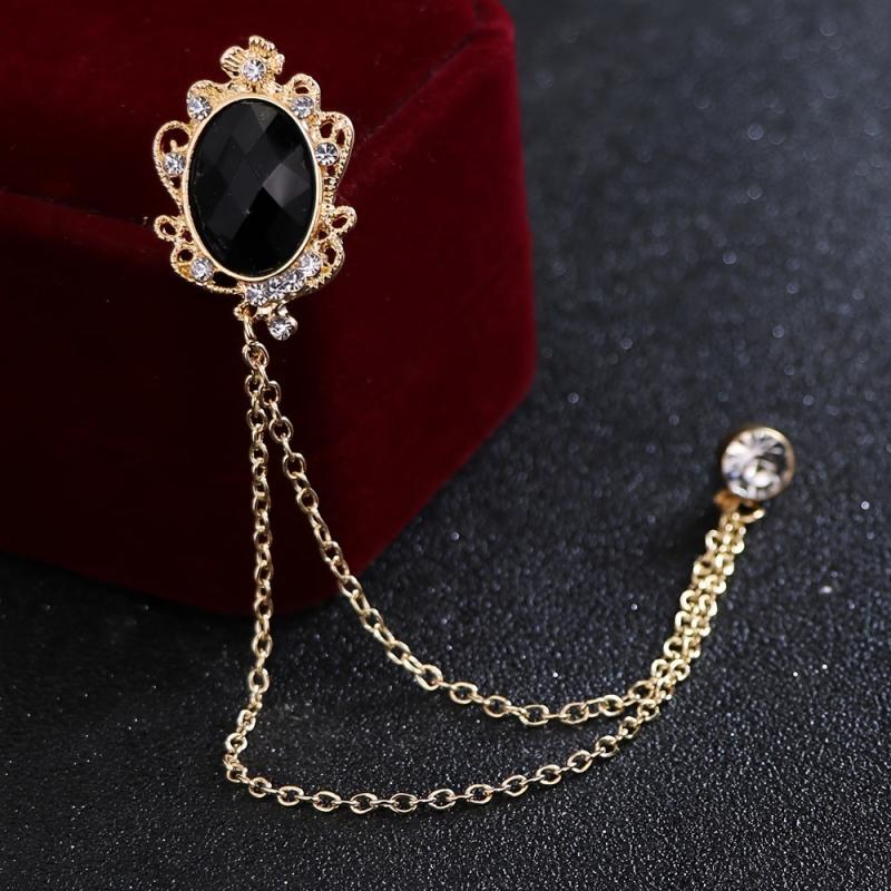 1pc Couple Brooch Pins Tassel Chain Brooch Wedding Host Chest Flower
