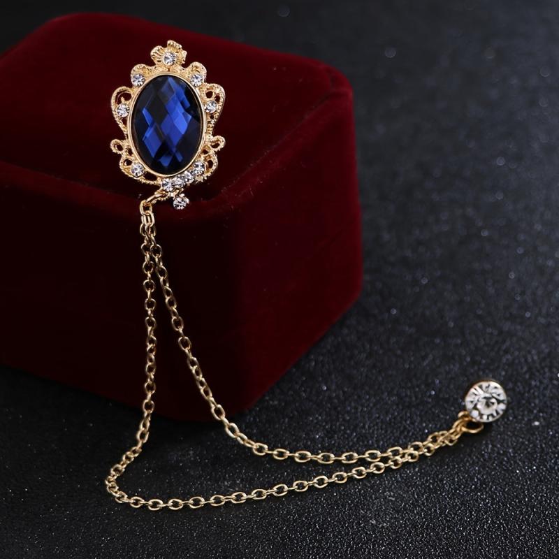 1pc Couple Brooch Pins Tassel Chain Brooch Wedding Host Chest Flower
