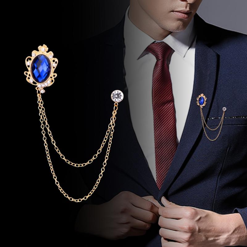 1pc Couple Brooch Pins Tassel Chain Brooch Wedding Host Chest Flower