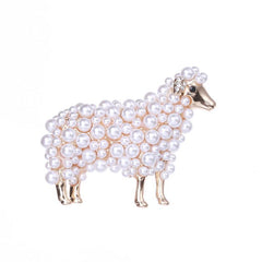 Men's Sheep Faux Pearl Brooch Unisex Animal Pattern Element Brooch