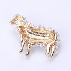 Men's Sheep Faux Pearl Brooch Unisex Animal Pattern Element Brooch