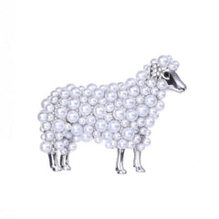 Men's Sheep Faux Pearl Brooch Unisex Animal Pattern Element Brooch