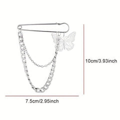 Double Layer Chain Butterfly Brooch Men Pin Suits Shoes Hats Accessories