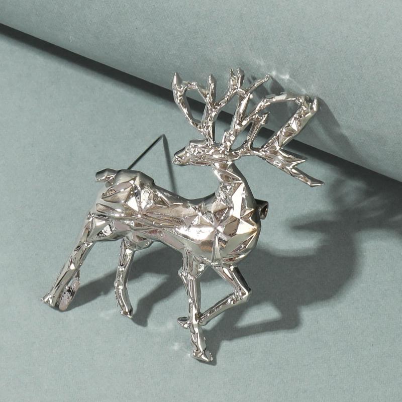 Men's Christmas Deer Animal Brooch Collar Pin