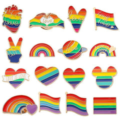 Rainbow Heart Flag Heart Embroidered Brooch Personality Alloy Pin