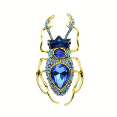 Vintage Scarab Beetle Brooch Pin Sparkle Rhinestone Aged Crystal Style