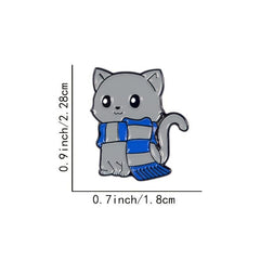 Cartoon Cat Scarf Shape Alloy Brooch Pin Unisex Gray Kitten