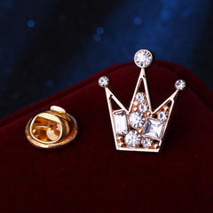 2pcs Crown Brooch Collar Pin Couple Set Unisex Suit Accessories