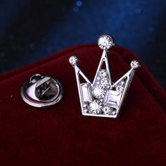 2pcs Crown Brooch Collar Pin Couple Set Unisex Suit Accessories