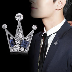 2pcs Crown Brooch Collar Pin Couple Set Unisex Suit Accessories