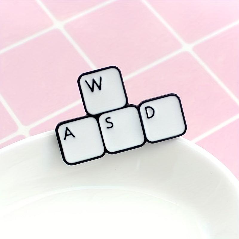 WASD Metal Enamel Brooch Keyboard Key Pin
