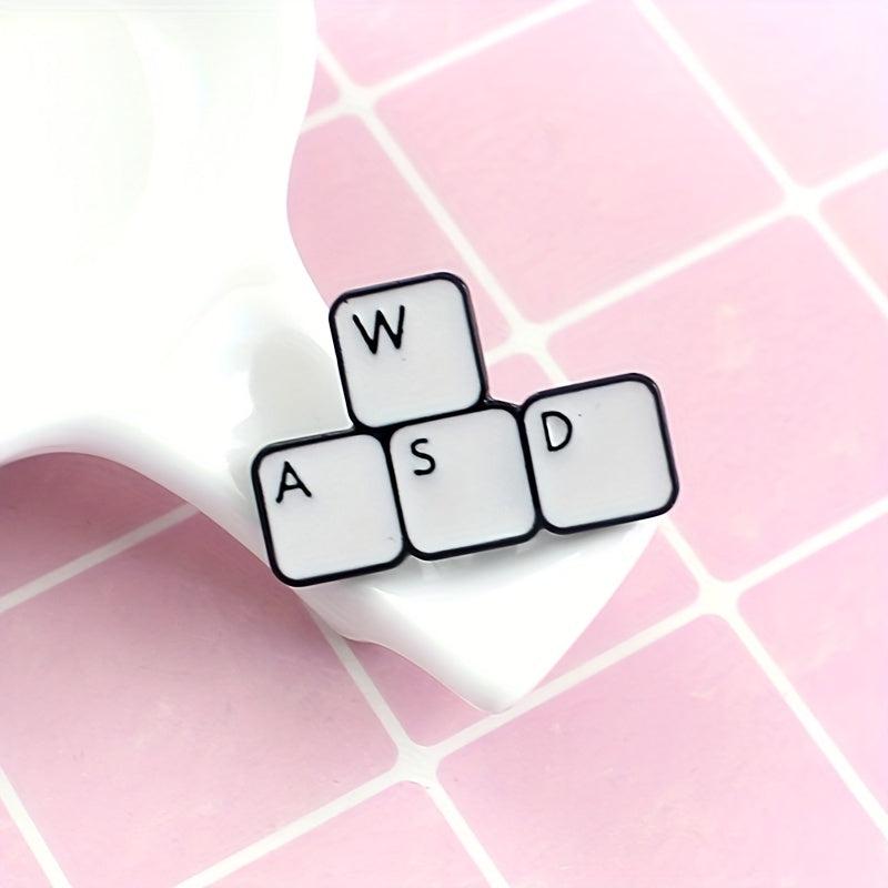WASD Metal Enamel Brooch Keyboard Key Pin