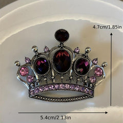 Vintage Purple Rhinestone Crown Brooch for Men Unisex