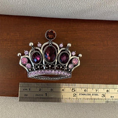 Vintage Purple Rhinestone Crown Brooch for Men Unisex