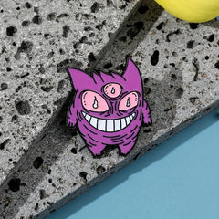 Funny Three Eyed Monster Enamel Pin For Men