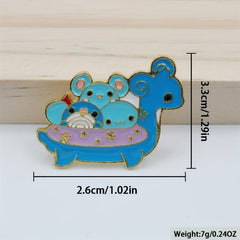 1pc Cartoon Alloy Brooch Animal Pin for Bag Pencil Case Personality Accessories