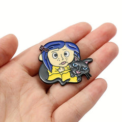 Funny Girl Cat Enamel Pins Metal Badges Backpacks Accessories