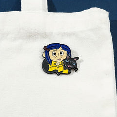 Funny Girl Cat Enamel Pins Metal Badges Backpacks Accessories