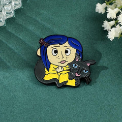 Funny Girl Cat Enamel Pins Metal Badges Backpacks Accessories