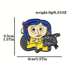 Funny Girl Cat Enamel Pins Metal Badges Backpacks Accessories