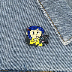 Funny Girl Cat Enamel Pins Metal Badges Backpacks Accessories
