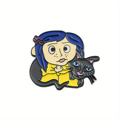 Funny Girl Cat Enamel Pins Metal Badges Backpacks Accessories