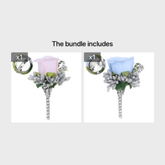 Flower Shaped Brooch Wedding Groom Bridal Pin Rose Groomsmen Bridesm