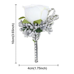 Flower Shaped Brooch Wedding Groom Bridal Pin Rose Groomsmen Bridesm