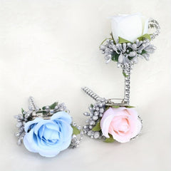 Flower Shaped Brooch Wedding Groom Bridal Pin Rose Groomsmen Bridesm